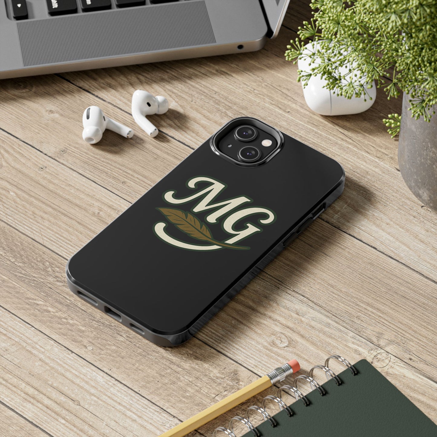 MG Leaf Light Logo Tough Phone Case — Protective Retro Monogram Phone Case