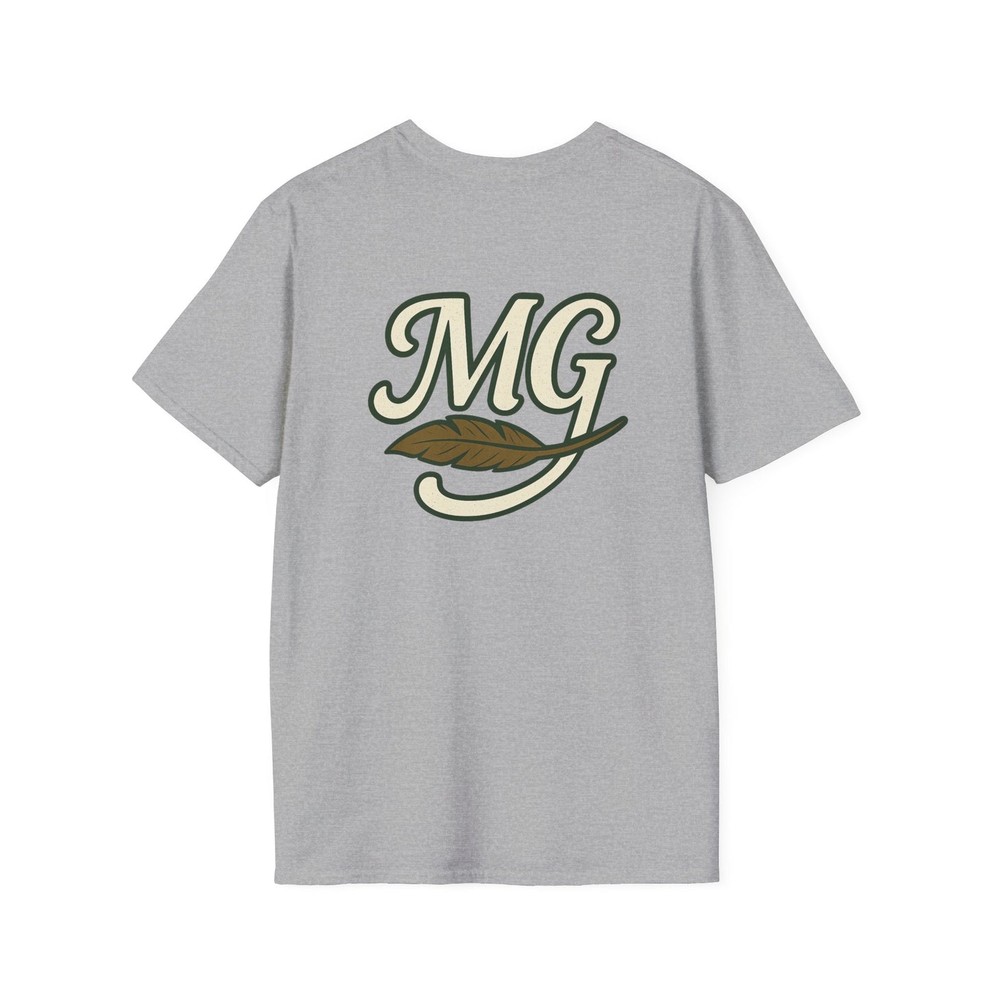 Backside MG Logo Tee with Feather Graphic