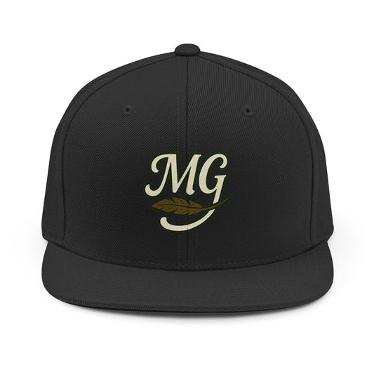 Monogram 'MG' Snapback Hat with Olive Leaf Embroidery — Vintage Casual Baseball Cap