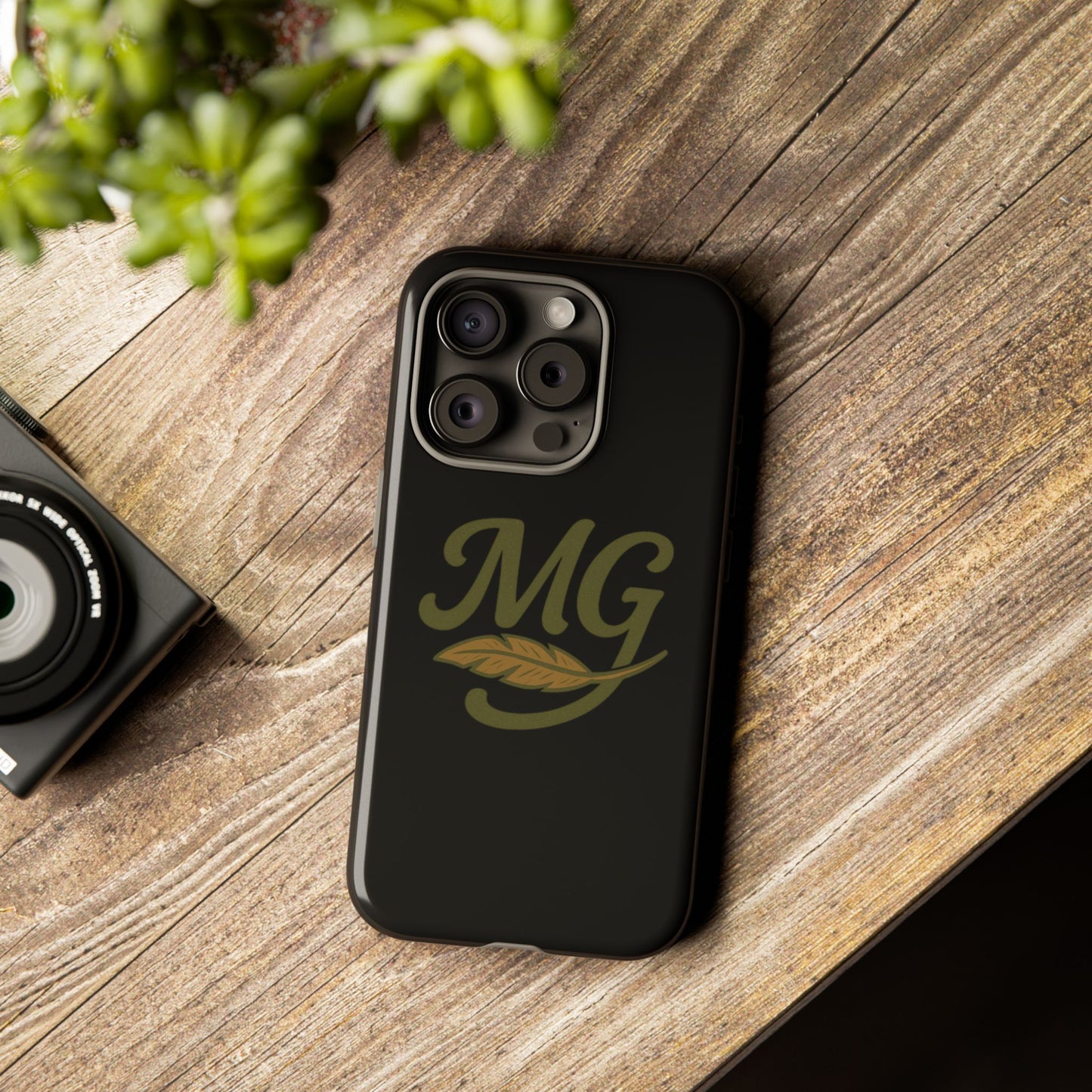 Tough Cases Phone Case — MG Dark Monogram with Leaf Graphic