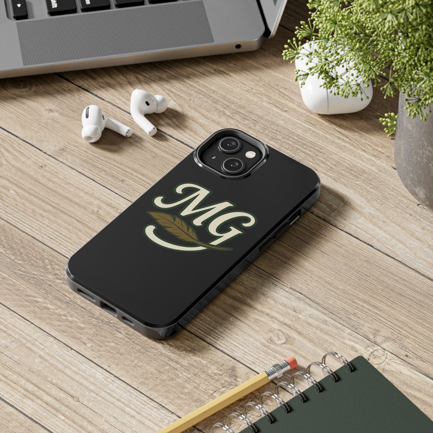 MG Leaf Light Logo Tough Phone Case — Protective Retro Monogram Phone Case